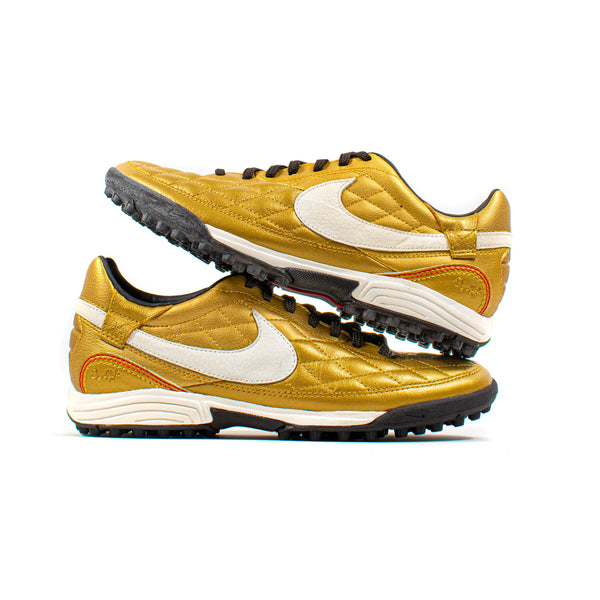 Nike Tiempo Ronaldinho O Cara Gold Turf Classic Soccer Cleats