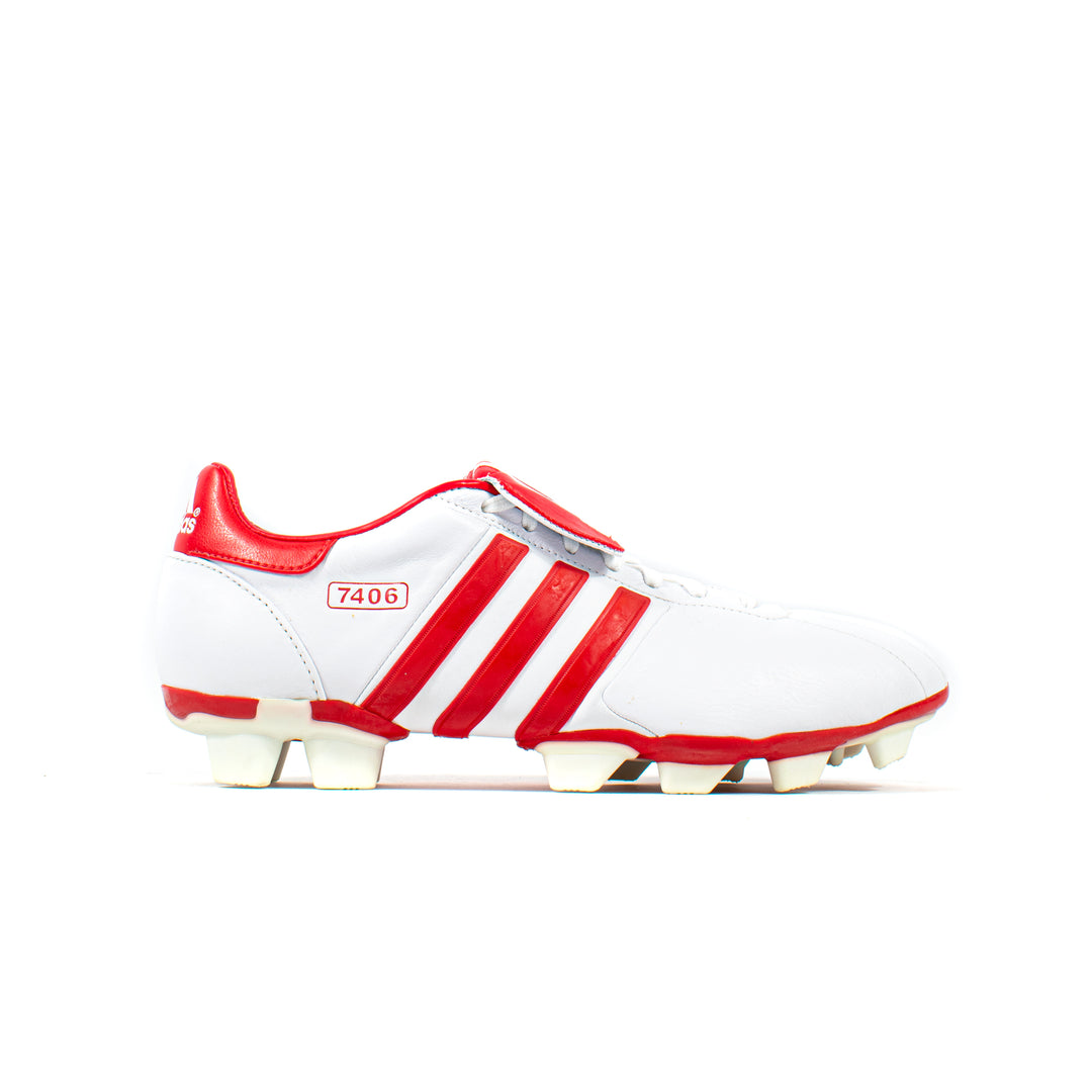 Adidas 7406 White Red FG Classic Soccer Cleats